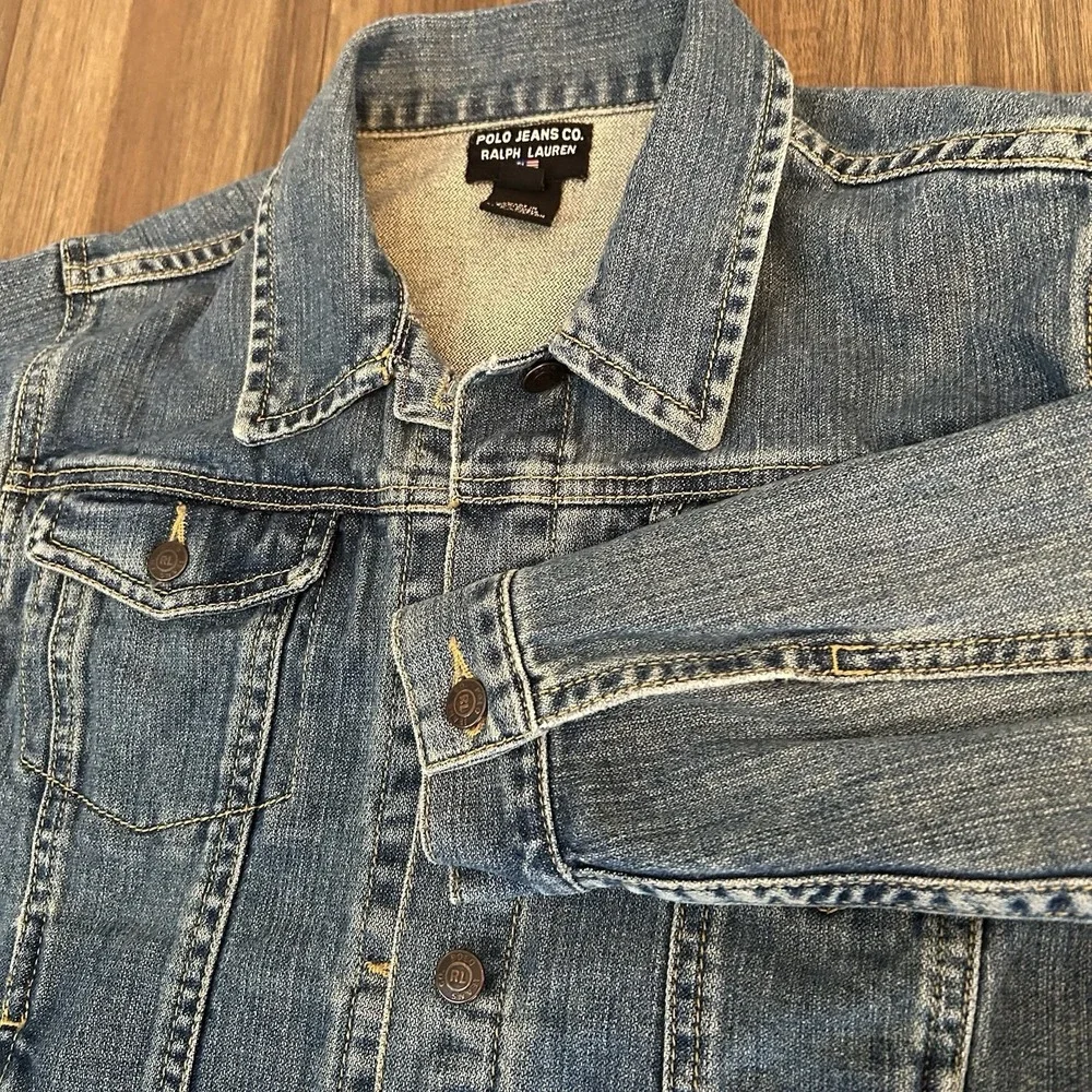 Polo Jeans Co Ralph Lauren Denim Jacket - Kids XL Fits Women's XS Y2K Trucker - Picture 11 of 13